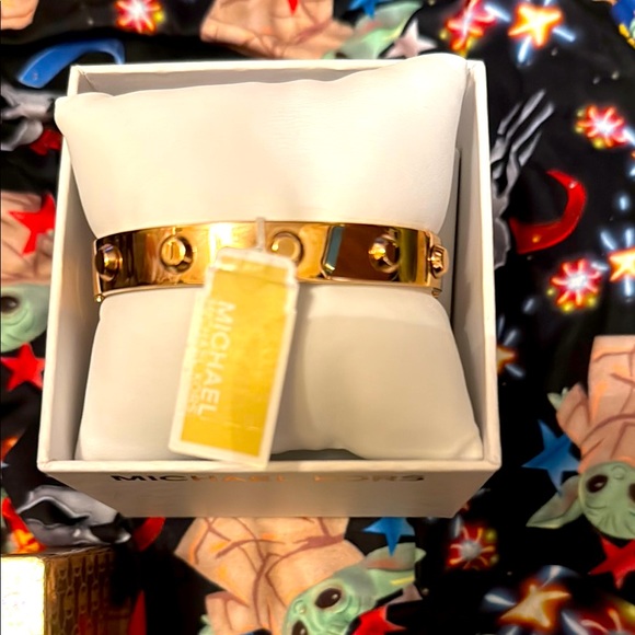 NEW MICHAEL KORS ROSE GOLD BRACELET BANGLE DIAMOND LOVE LOCK NUT BOLT CUFF BOX X - Picture 2 of 16